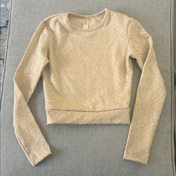 NEW Seea Palomar textured long sleeve rash guard crop swim top in Sandshell - Picture 3 of 7